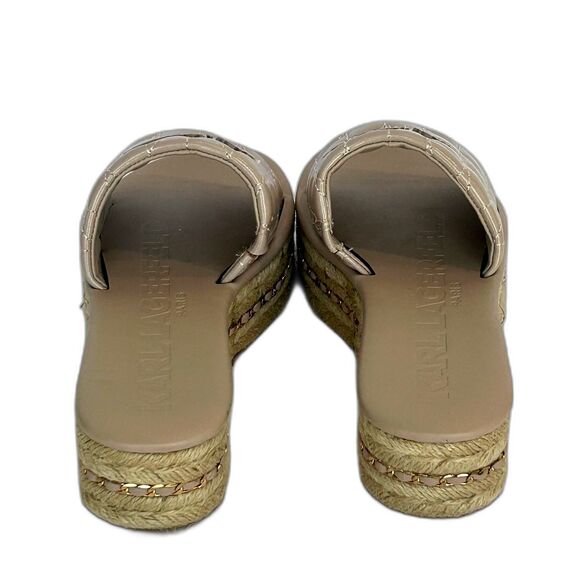 Karl Lagerfeld Paris Sandal Women’s Size 7.5M Mauve Tan Gold Slip-on Quilted - Picture 6 of 12